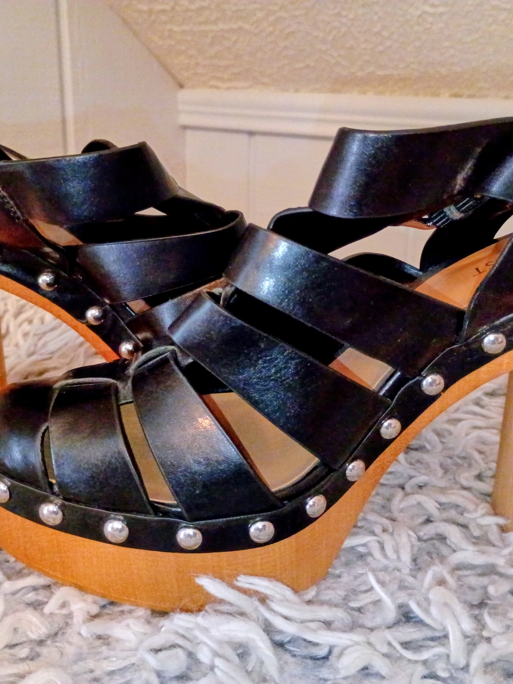 Nine West Black Studded Platform Heels